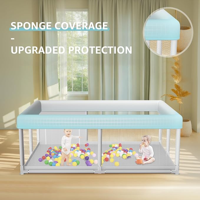 Hiaksedt Large Baby Playpen 65x50 Inch, PlayPen for Babies and Toddlers, Sturdy Safety Play Yard for Indoor & Outdoor with Zipper Gate