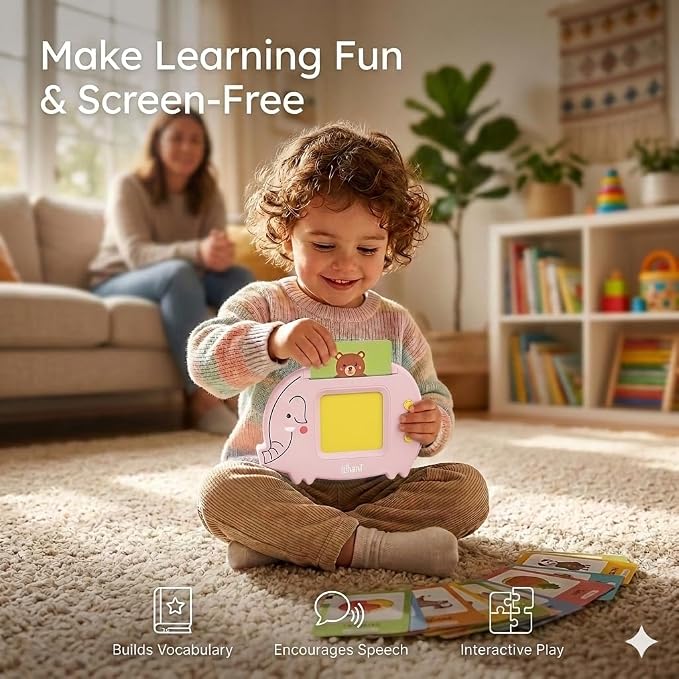 Liphant Talking Flash Cards, Educational Learning Toy for Kids 1-6 Years, 224 Words, Speech Development (Pink)