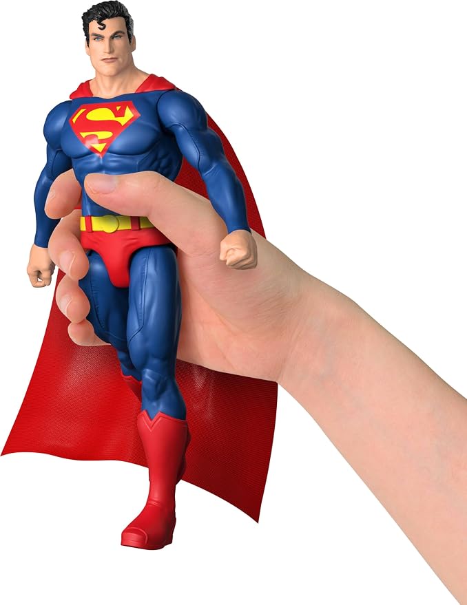 Mattel DC 12-Inch Superman Action Figure, Classic Red & Blue Super Suit with Fabric Cape, Detailed Design & 7 Points of Articulation