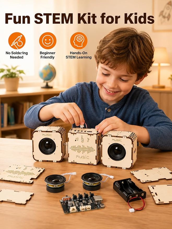 STEM Toys for Ages 8-14, DIY Bluetooth Speaker Kit for Kids 8-12 Science Kits for Kids Age 8-12, Build Your Own Speaker Educational Electronics Experiment Kit, Gifts for Boys Girls Teens