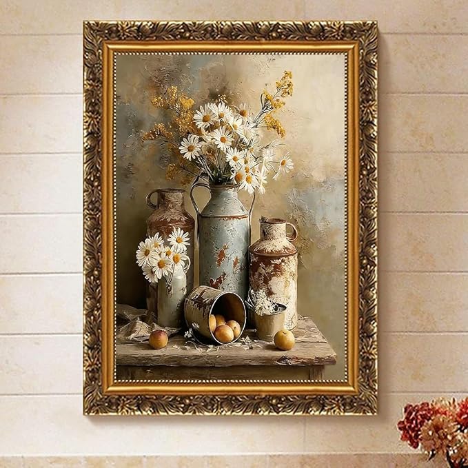 Paint by Numbers for Adults and Kids Beginner, Daisy Flower Painting by Number Kits On Canvas, Number Artist Paint by Number Kit Oil Painting Acrylic Paints, Home Wall Decor Gift 12X16 inch
