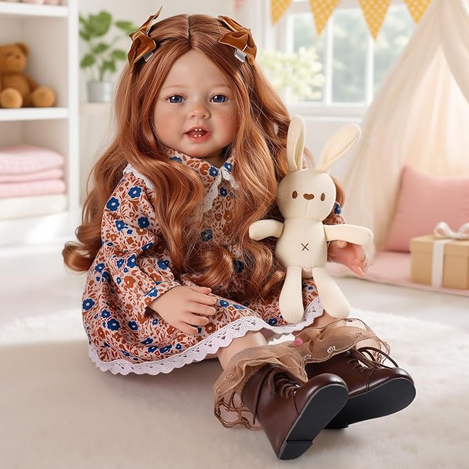 BABESIDE Lifelike Reborn Baby Dolls Dara - 20 Inch Realistic-Newborn Baby Doll Long Hair Girl Handmade Real Life Baby Dolls with Clothes and Toy Accessories Gift for Kids Age 3+