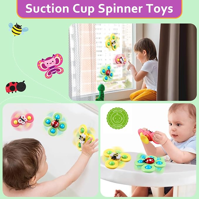 Plunack 6 in 1 Montessori Baby Toys for 6-12 Months — Stacking Blocks & Rings, Pull String, Suction Cup Spinner, Matching Eggs Shape Sorter & Sensory Bin, Infant Developmental Gift Set