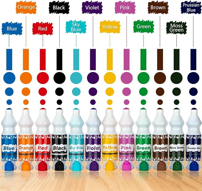 DOSEWART 65ML Dot Markers for Kids 12-Color Bingo Daubers Washable Bingo Markers for Kids Drawing Coloring Arts and Crafts Supplies Dot Paint Marker Set
