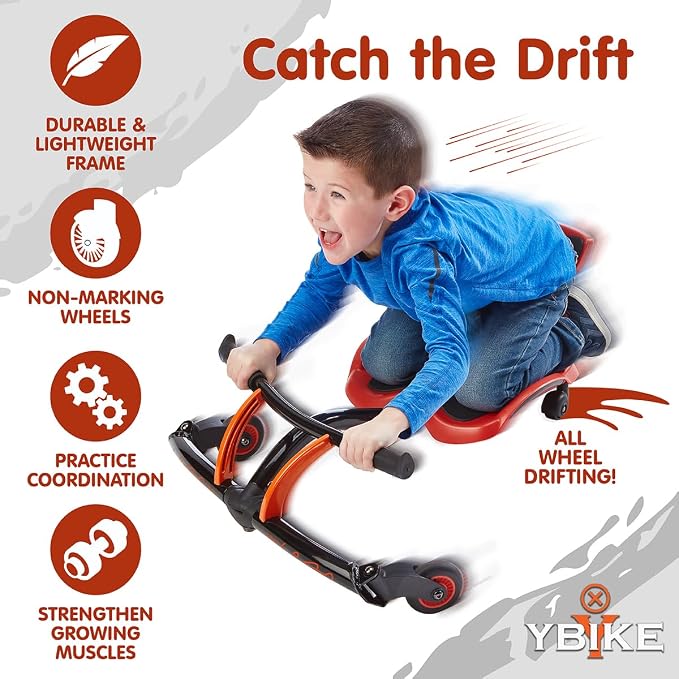 YBIKE Leap Self Propelled Ride On Drifting Racer Riding Toy for Boys and Girls Ages 4 – 9 - Red