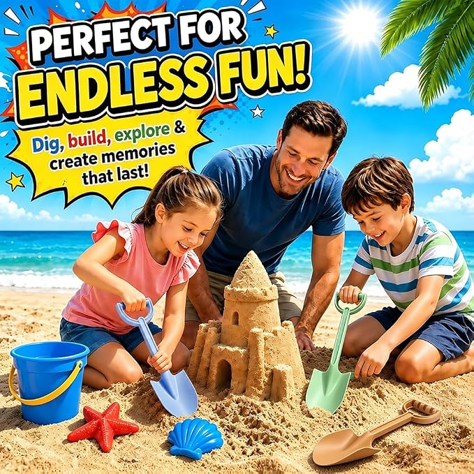 3PCS Beach Shovel Sandbox Toy, 16 inch Heavy Duty Shovel Garden Digging Bath Water Pool Toy for Kid Adult, Garden Digging Sand Toy Camping Travel Beach Essential