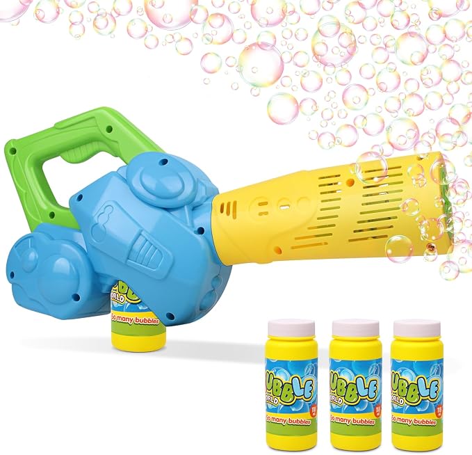 Duckura Bubble Leaf Blower, Outdoor Bubble Machine for Kids Ages 3+ | Ages 3+, Outdoor Summer Play, Easter Birthday Gift for Boys Girls, Party Favor, 3 Bubble Solutions ,