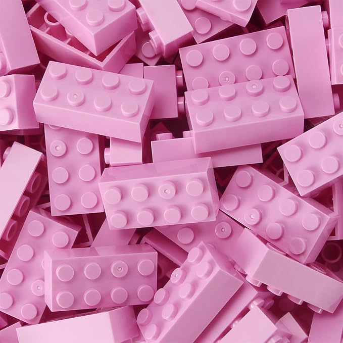 2x4 Bricks 320 Pieces Bright Pink Parts Classic Building kit Girls Boys Kids Set Basic Blocks Toy Compatible with 3001 Major Brands