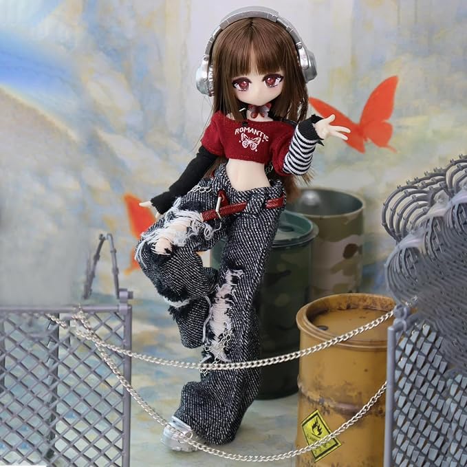BJD Dolls 1/8 BJD Doll 9" Ball Jointed Doll Dress Up Dolls Collectible Figures Collection Gift Toys for Party Birthday Ages 15 and Up PVC & ABS Costume Included, Butterfly Exclusion Zone