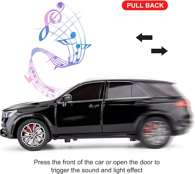 WAKAKAC Compatible for 1/24 Alloy Die-cast GLE 350 Toy Car with Sound and Light Pull Back Collection Model Car for Kids Gift (Black)