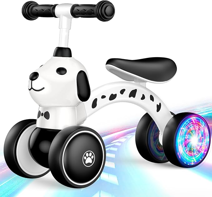 Baby Balance Bike Ride on Toys for 1 2 Year Old, Toddler Bike, First Birthday Gifts for 1 2 Year Old Boys Girls, Colorful Lighting Silent Wheels, No Pedal, Safe Baby First Bike