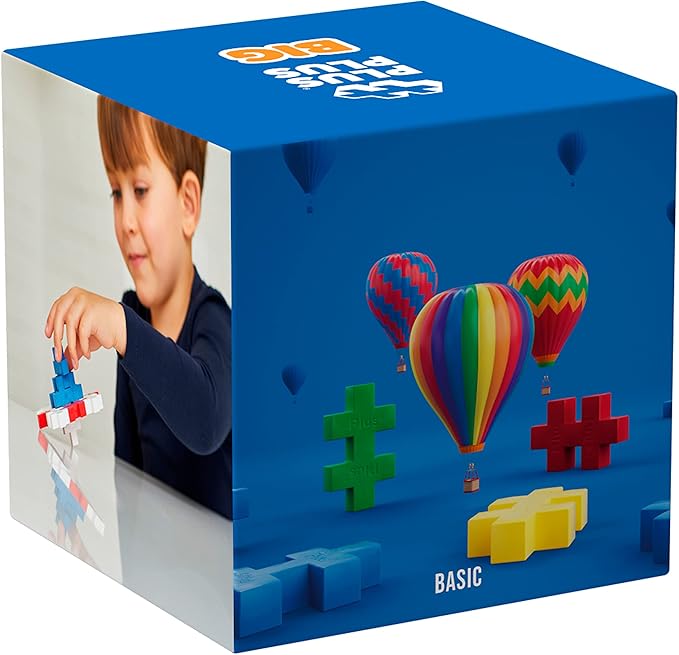 PLUS PLUS Big - 100 Piece Basic Color Mix - Interlocking Large Puzzle Building Blocks, Quiet Stem Toys for Toddlers - Gifts for Boys & Girls