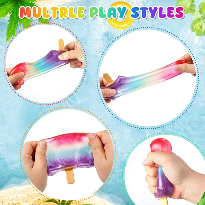 Popsicle Squishy Squeeze Toys , Malt Sugar Ice Cream Squishies Slow Rising Sensory Fidget Travel Toys for Adults, Kids, and Teens – Summer Classroom Prize (Colorful)