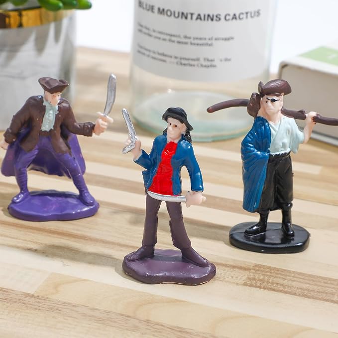 ONEST 8 Pieces Little People Figurines Hand Painted People Action Figures Figures Realistic Detailed Pirate Figurine Model Figures Party Favors Table Decorations