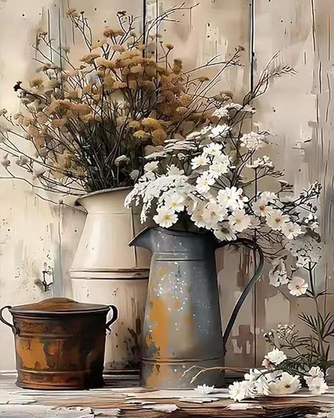 WUDWL Paint by Numbers for Adults and Kids, Painting by Number Kits On Canvas, Number Artist Paint by Number Kit Funny Flower Without Frame DIY Oil Painting Acrylic Paints, Home Wall Decor, 12x16in