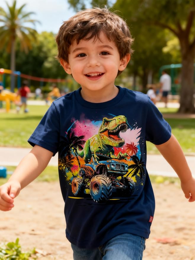 Funnycokid Toddler Boys Shirts Graphic T-Shirt Kids Short Sleeve Tees 2-7 Years
