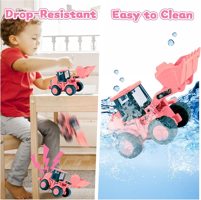 vusum Toddler Toys for 1 Year Old Girl Gifts,Kids Toys for Age 2-4,Dump Truck Cement Mixer Excavator Toy Cars Set, BPA Free,Phthalates Free,PVC,Toddler Girl Toys for 1 2 3 Year Old Birthday
