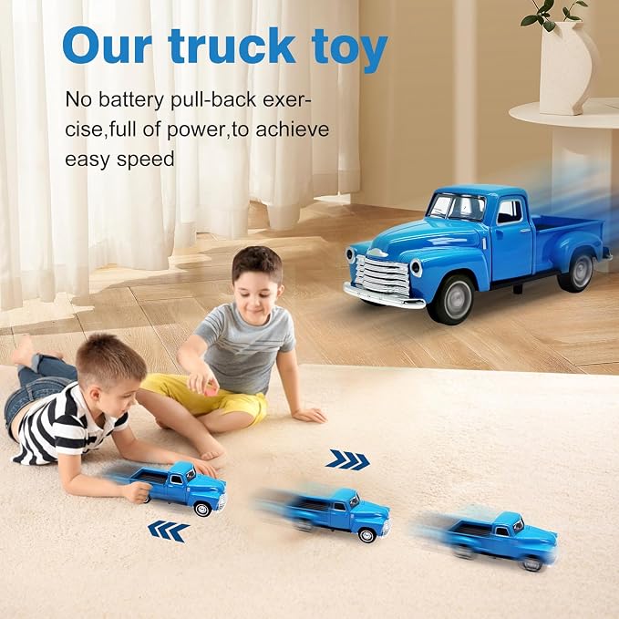 4Pcs Truck Toy for Toddlers 2 3 4 5 6 7 8 Year Old Boys Girls,1:32 Alloy Toddlers Car Toy Driveable,Car Door Can Open,Toy Trucks for Kids Easter Christmas Birthday Gifts