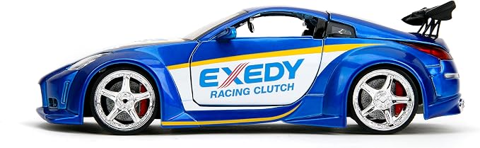 Jada Toys JDM Tuners 1:24 Scale Die-Cast 2003 Nissan 350Z Exedy– Opening Doors, Detailed Interior, Rubber Tires, Collectible for Ages 8+(Candy Blue)