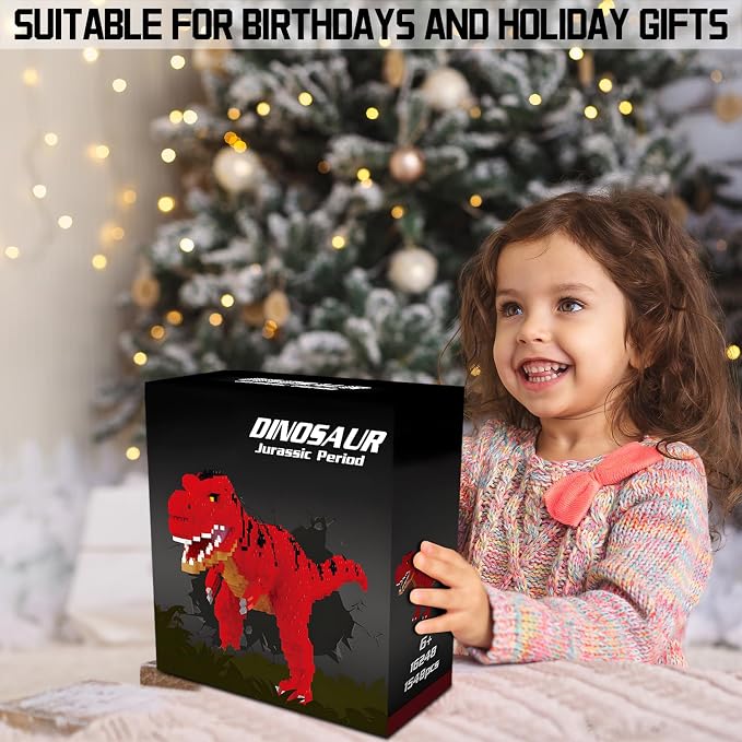CSNRHG Dinosaur Torvosaurus Building Blocks Model Decor Micro Mini Blocks Toy Birthday for Age 6+ Children Adults Teens 1548 Pieces