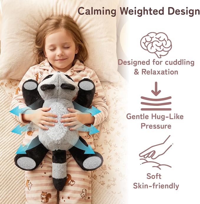 Niuniu Daddy 20" 3.3lb Raccoon Weighted Stuffed Animal forKids and Adults, Soft Sensory Plush Body Pillow for Calming Support, Large Animal Toy for Everyday Comfort