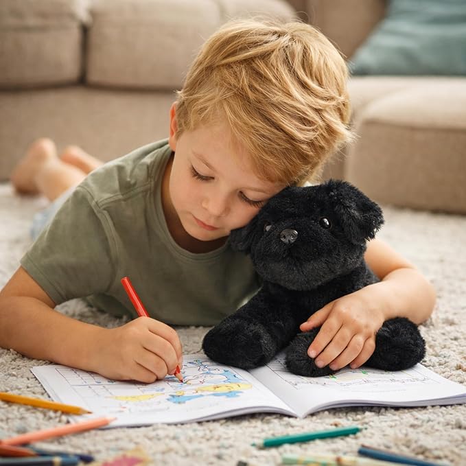 WEIGEDU Small Retrievers Labs Labrador Puppy Dog Stuffed Animals Plush Toys for Kids Boys Girls Birthday Bedtime Easter, 7.9" Black