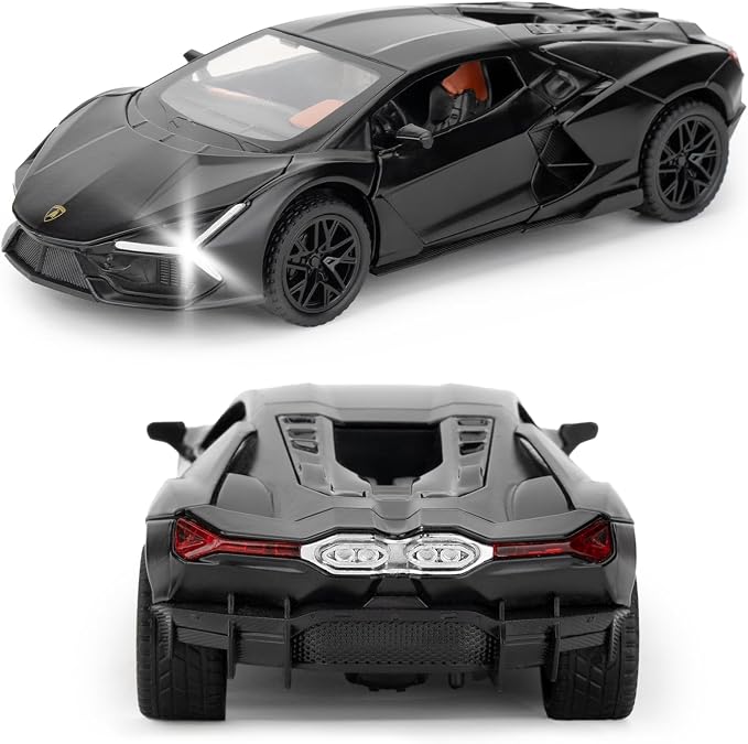 BDTCTK 1/32 Comapatible for Lamborghini ‌Aventador LP700-4 Model Car, Zinc Alloy Diecast Pull Back Toy Cars with Sounds and Lights Vehicles for Kids Boy Girl Gift (Black)
