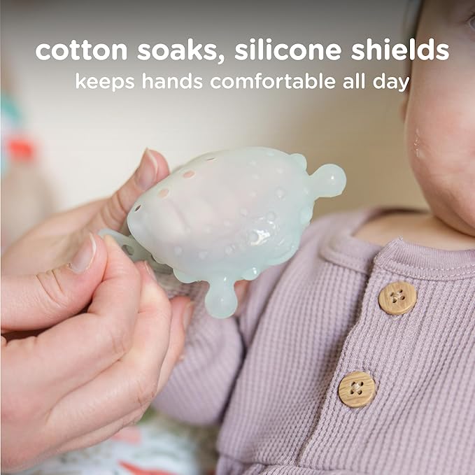 Olababy Clear Sense Silicone Mouthing Mitten (2PK) – Perfect for mouthing and Teething Babies, Adjustable Strap, BPA and Plastic-Free, 0-6 Months, Baby Essentials & Shower Gift (Mint)
