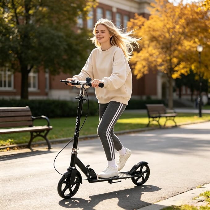 Scooters for Kids 8-12,Scooter for Teens Adults with 8-Inch Big Wheels Foldable Lightweight, 4 Adjustable Height Levels, 240 lbs Max Load Portable Scooter with Hand Brake