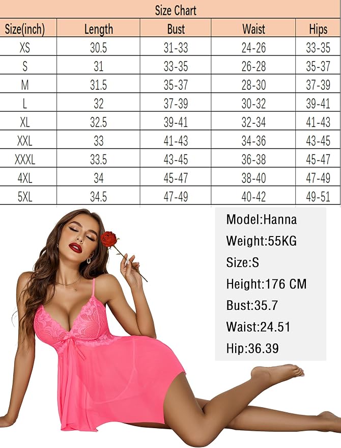 Avidlove Lingerie for Women Lace Babydoll Sleepwear Boudoir Outfits Plus Size Langeray XS-5XL