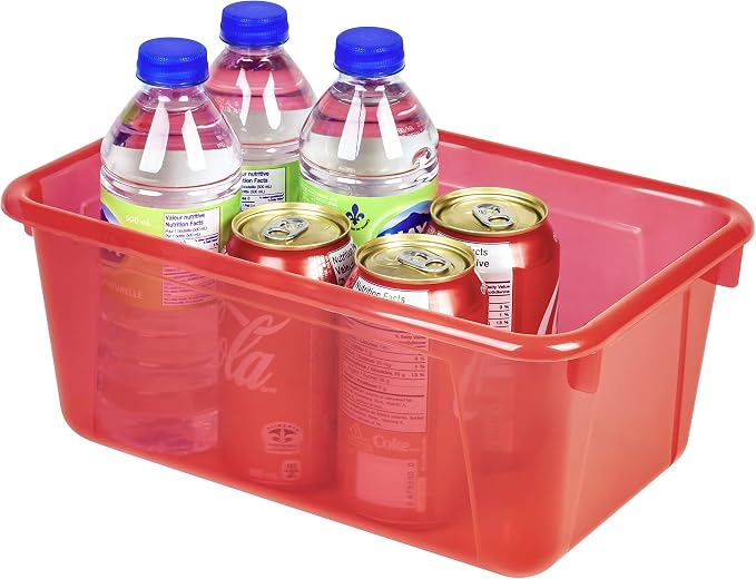 Storex Small Cubby Bins – Plastic Storage Containers for Classroom, 12.2 x 7.8 x 5.1 inches, Candy Red, 5-Pack (62475A05C)
