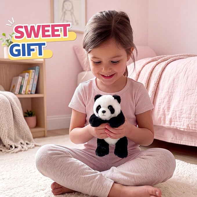 PEACH CAT Panda Stuffed Animal Cute Plushies Small Plush Toys Gifts for Kids Black and White