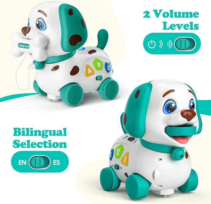 ToddlerCley Musical Puppy Toys for 1 Year Old Boy Gifts, 4-in-1 Bilingual Learning Educational Baby Toy 6-12-18 Months, 1st Birthday Boy Girl Gifts