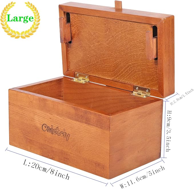 Onietoiy Big 32 Steps Wooden Secret Puzzle Box Toys Beech Wood Money Holder Handmade Storage Brain Teaser Unlocking Games Retro Compartment Thinking Toy Mysterious Birthday Gift for Kids and Adults