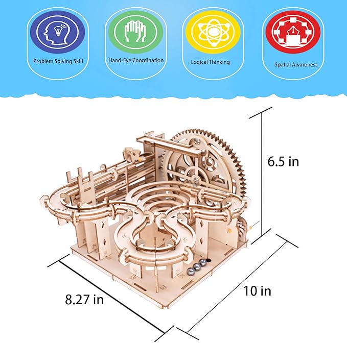 3D Wooden Puzzles for Adults Marble Run Kit - 159pc 4 Steel Marbles Build Mechanical Maze Model STEM Toys for Teens Adults, 4hr Challenge, No Glue Needed & Desk Kinetic Art, Ages 14+
