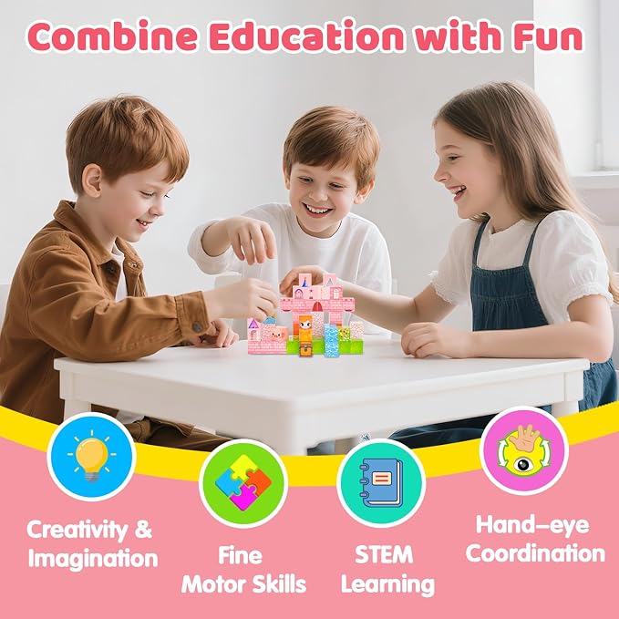 Magnetic Blocks Building Toys for Kids, 48 PCS Magnetic Blocks for Kids Ages 4-8, Magnet Cubes, STEM Sensory Toys for Girls, Holiday Birthday Gifts for Kids Ages 3+