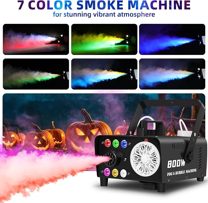 Fog Bubble Machine 800W 2-in-1 Bubble Fog with RGB Lights & Remote Control, Smoke Bubble Maker, Halloween Bubble Fog Machine for Parties,Birthdays, Stage Effects, Indoor Outdoor Events | Halloween Bubble Fog Machine for Parties,Birthdays, Stage Effects...
