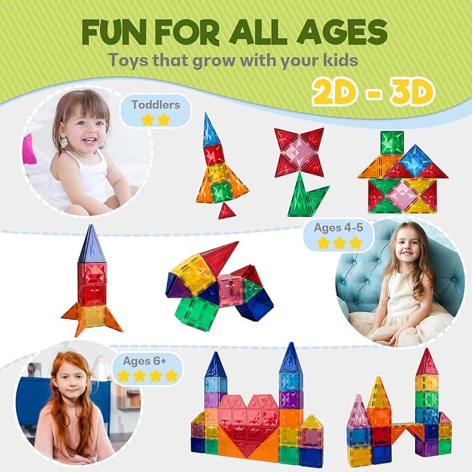 Magnetic Tiles, 32 PCS Magnetic Maze Building Blocks for Kids – STEM Educational Building Toy Set, Montessori Toys for Age 3 4 5 6 7 8, Compatible with Major Brands, Child-Safe Learning Gift