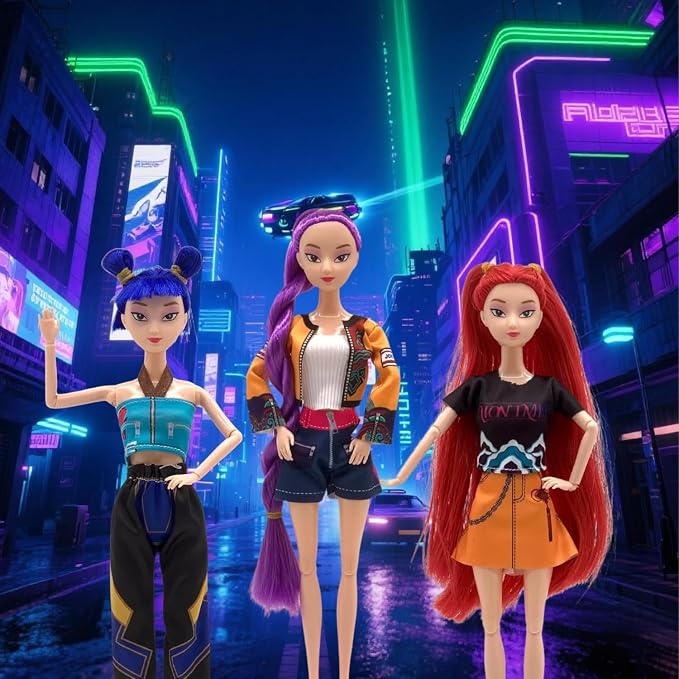 3-Pack Demon Hunters Toys Action Dolls Set, 11.5-inch Poseable Dolls with Movable Joints, Collectible Model Toys for Fans and Kids Game Gift