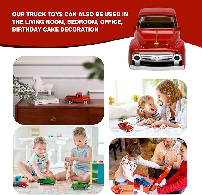 Little Red Truck Toy for Toddlers 3 4 5 6 7 8 Year Old Boys Girls,1:32 Alloy Toddlers Car Toy Driveable,Car Door Can Open,Toy Trucks for Kids Easter Christmas Birthday Gifts