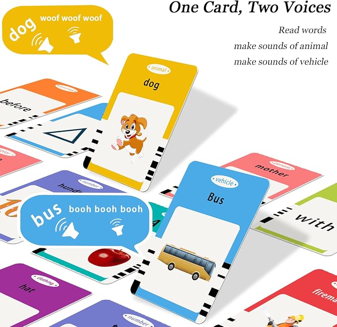 Startcan Talking Flash Cards Toys for Girls 1 2 3 4 5 6, Learn ABC, Numbers 0-100, Phrases, Objects, Adjectives, and More Dolch Sight Words,280 Cards with 560 Words/Phrases
