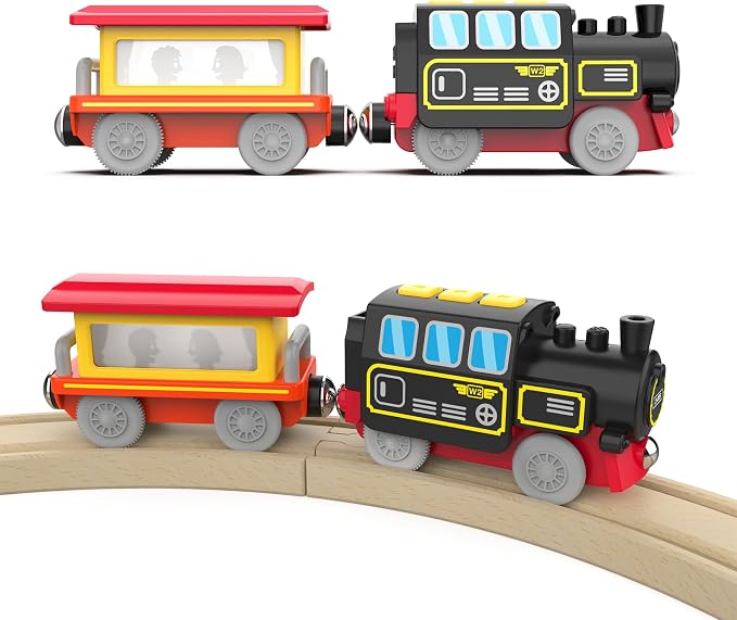 Steam Locomotive Electric Train Battery Operated Train for Wooden Track Toys for 3-7 Years Old Toddlers & Kids,Compatible with All Major Brands in Market (Battery not Included)