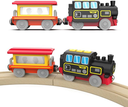 Steam Locomotive Electric Train Battery Operated Train for Wooden Track Toys for 3-7 Years Old Toddlers & Kids,Compatible with All Major Brands in Market (Battery not Included)