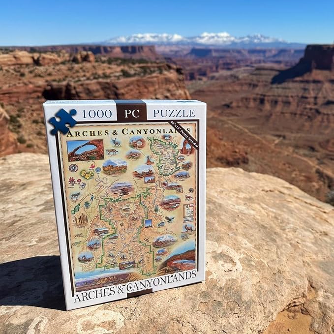 Arches & Canyonlands National Park Map Jigsaw Puzzle – 1000 Pieces, Hand-Drawn Artwork, Educational Family Puzzle, Includes Poster – 19.8” x 26.4”