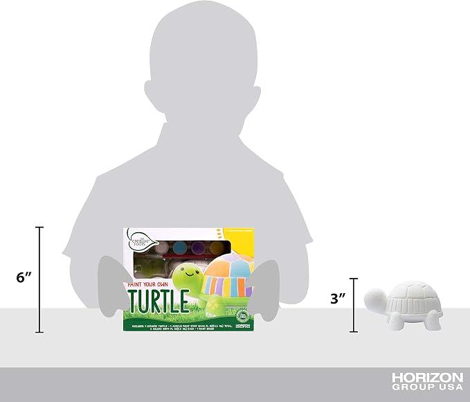 Creative Roots Paint Your Own Turtle - DIY Ceramic Painting Kit for Kids Ages 5+, Creativity Set