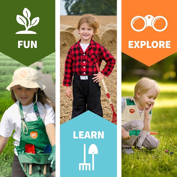 Born Toys 3-in-1 Toddler Dress Up Clothes for Boys & Girls Ages 3-7, Pretend Play Career Outdoor Adventure Set