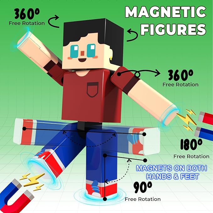 45 Pcs Travel Magnetic Blocks -Mini Magnetic Building Blocks for Kids Ages 4-8, Magnet Cubes Stacking Toys with Portable Metal Box, Birthday Gift for 3+ Year Old Boys Girls