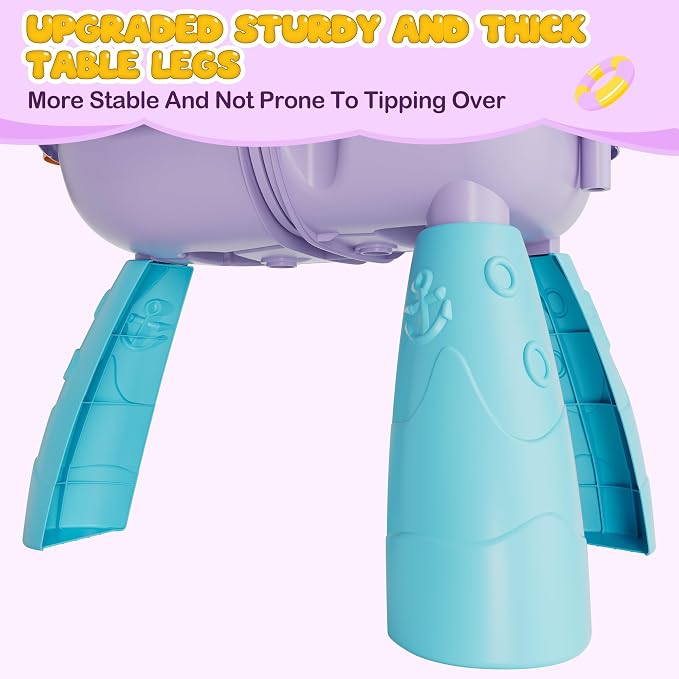 3-Tier Outdoor Water Sand Play Table Beach Toys, Summer Splash Activity Sensory Table Party Birthday Gift for Kids 3 4 5 6 7(Purple)