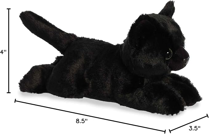 Aurora® Adorable Mini Flopsie™ Twilight Cat™ Stuffed Animal - Mini Companions Ready for Playful Adventures - for Kids All Ages, Toddlers, Adults, and Families - Black 8.5 Inches