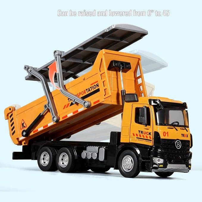 Dump Truck Toy Diecast Metal Cab Large Dump Truck with a Liftable Dump Bed Construction Truck Toys for Kids Pull Back Toy Dump Truck with Lights and Sounds Dump Truck Toys for Boys 3-5 Year Old